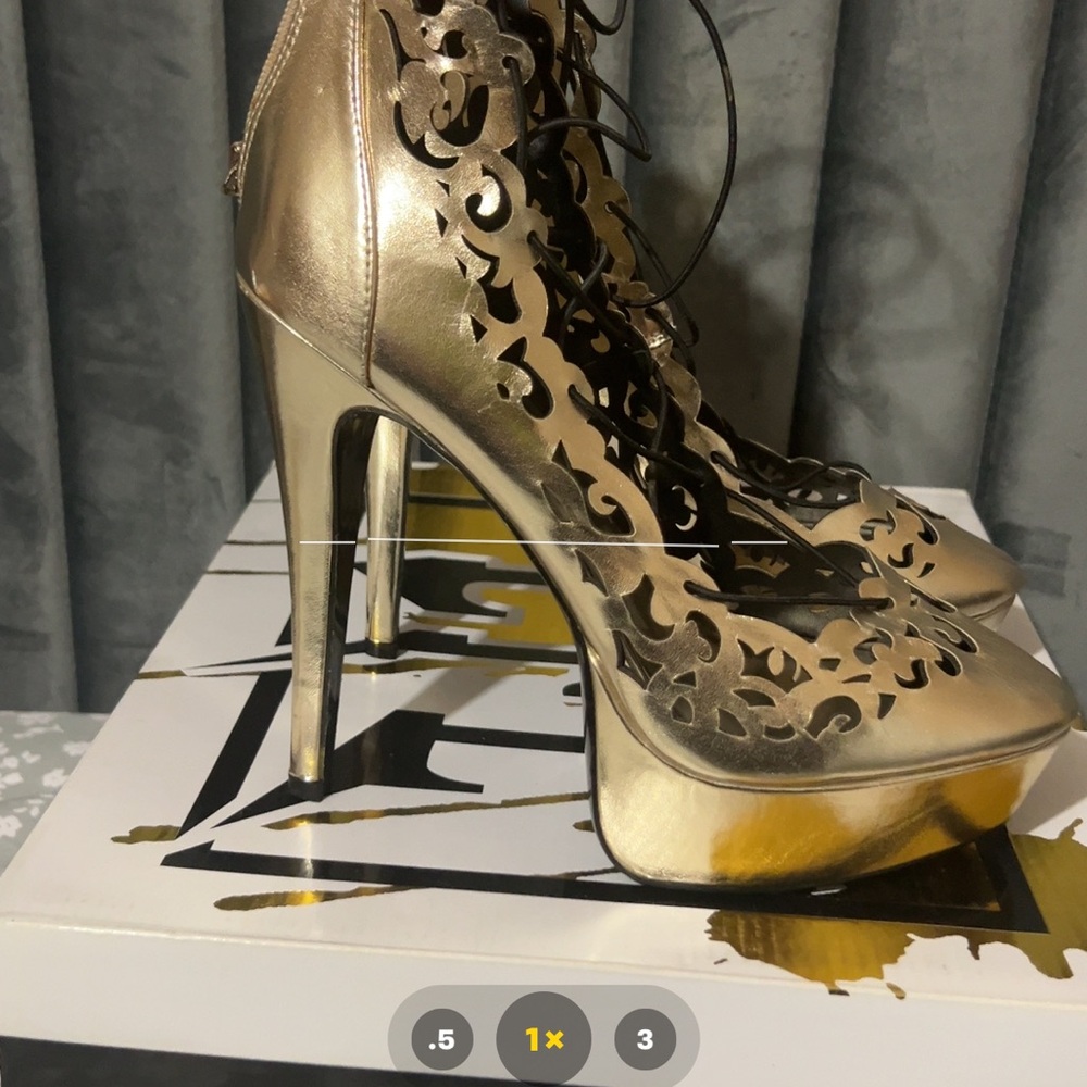 LFL by Lust for Life Metallic Gold Cutout Heels